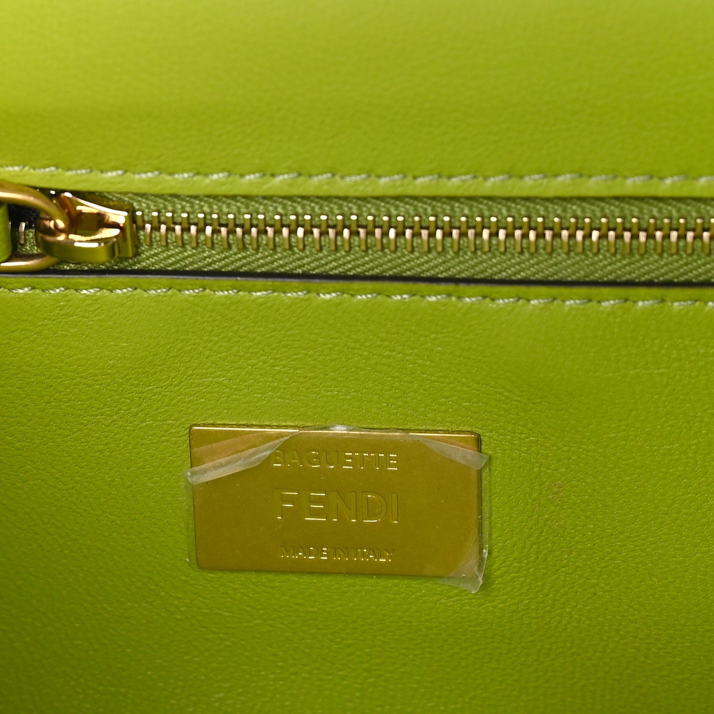 Nappa FF Embossed Small Midi Chain Baguette  Wasabi