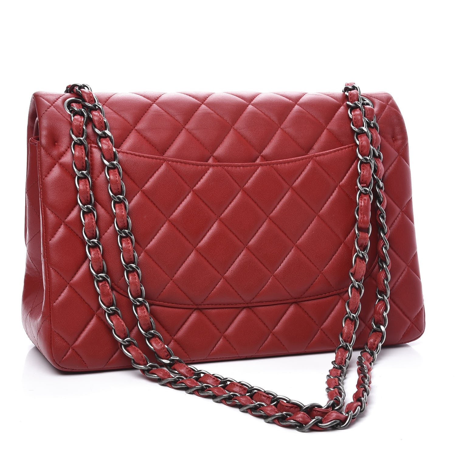Chanel Lambskin Quilted Jumbo Double Flap Red 2 of 14