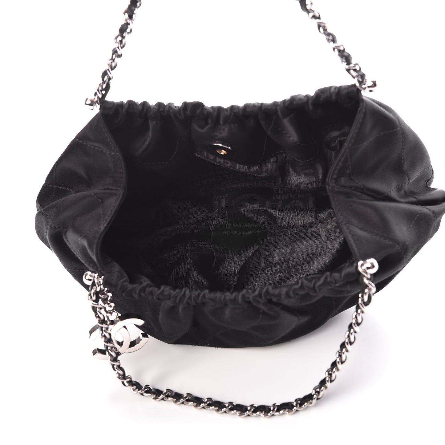Satin Frame Top CC Small Evening Bag Black