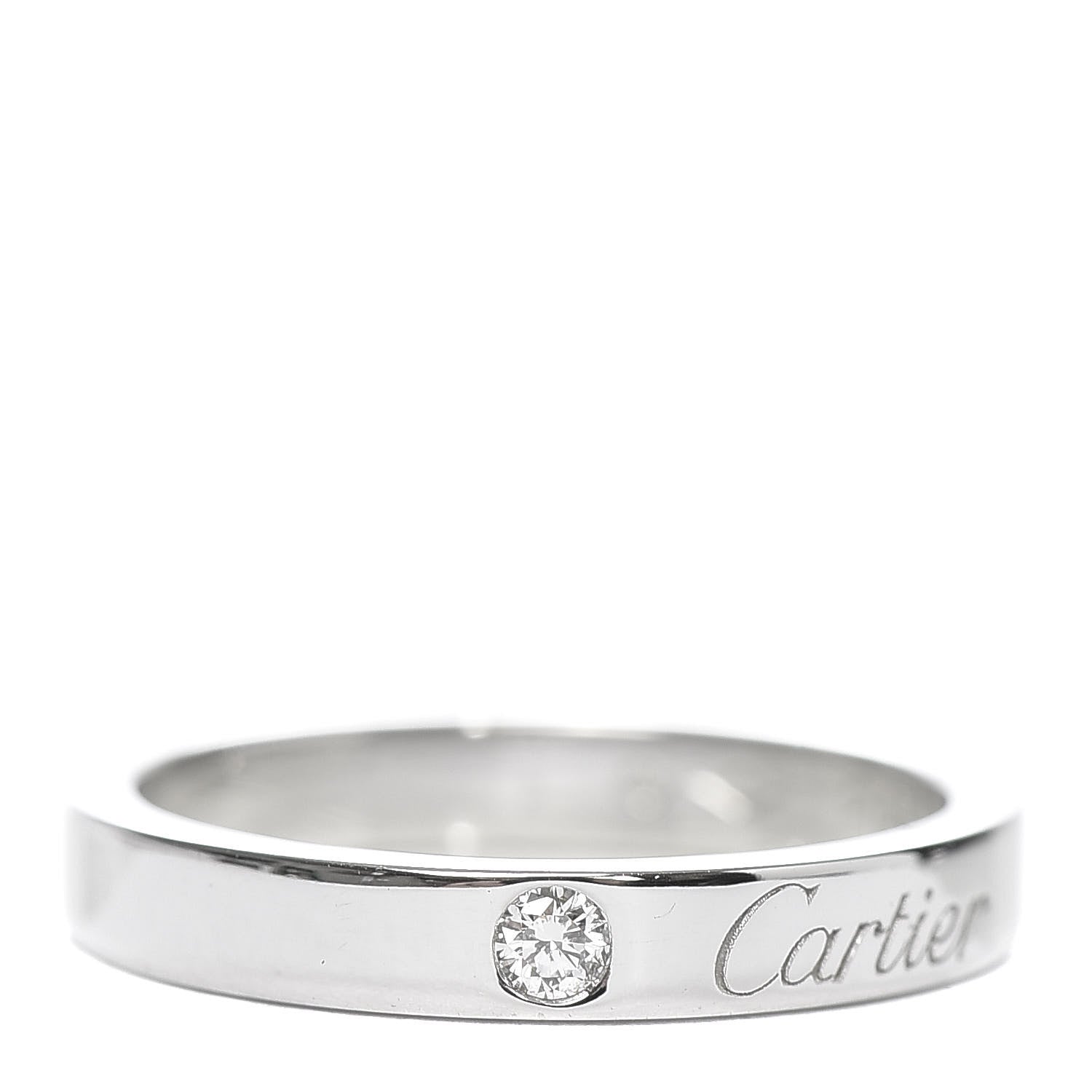 Cartier Platinum Diamond 3mm C De Wedding Band Ring 49 5 1 of 6