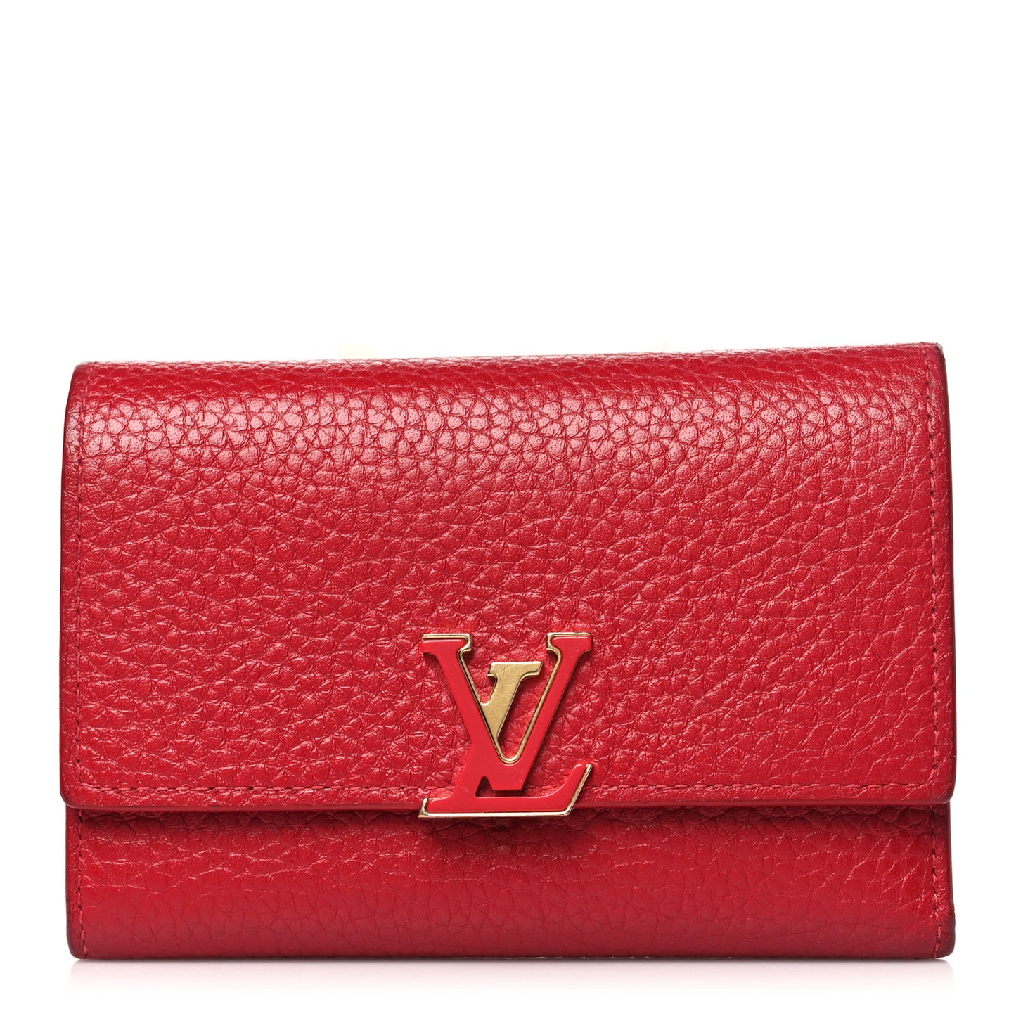 Taurillon Capucines Compact Wallet Scarlet