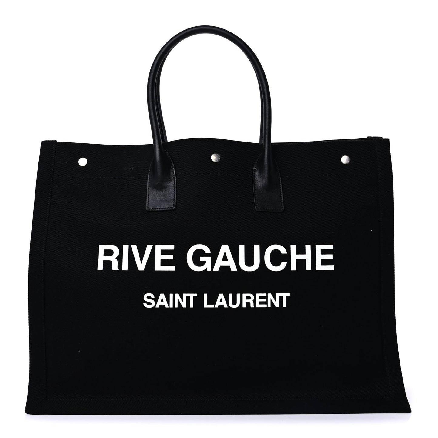 Linen Calfskin Rive Gauche Tote Black