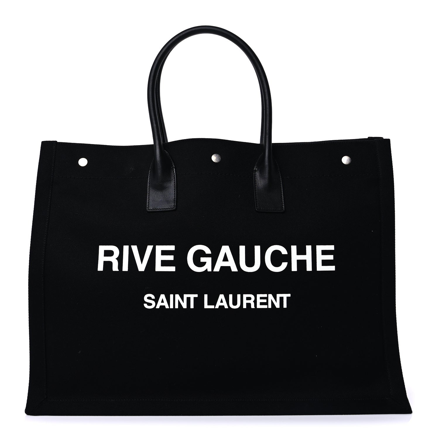 Saint Laurent Linen Calfskin Rive Gauche Tote Black 1 of 8