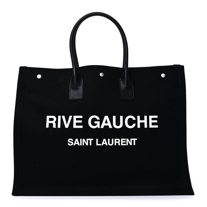 Saint Laurent Linen Calfskin Rive Gauche Tote Black 1 of 8