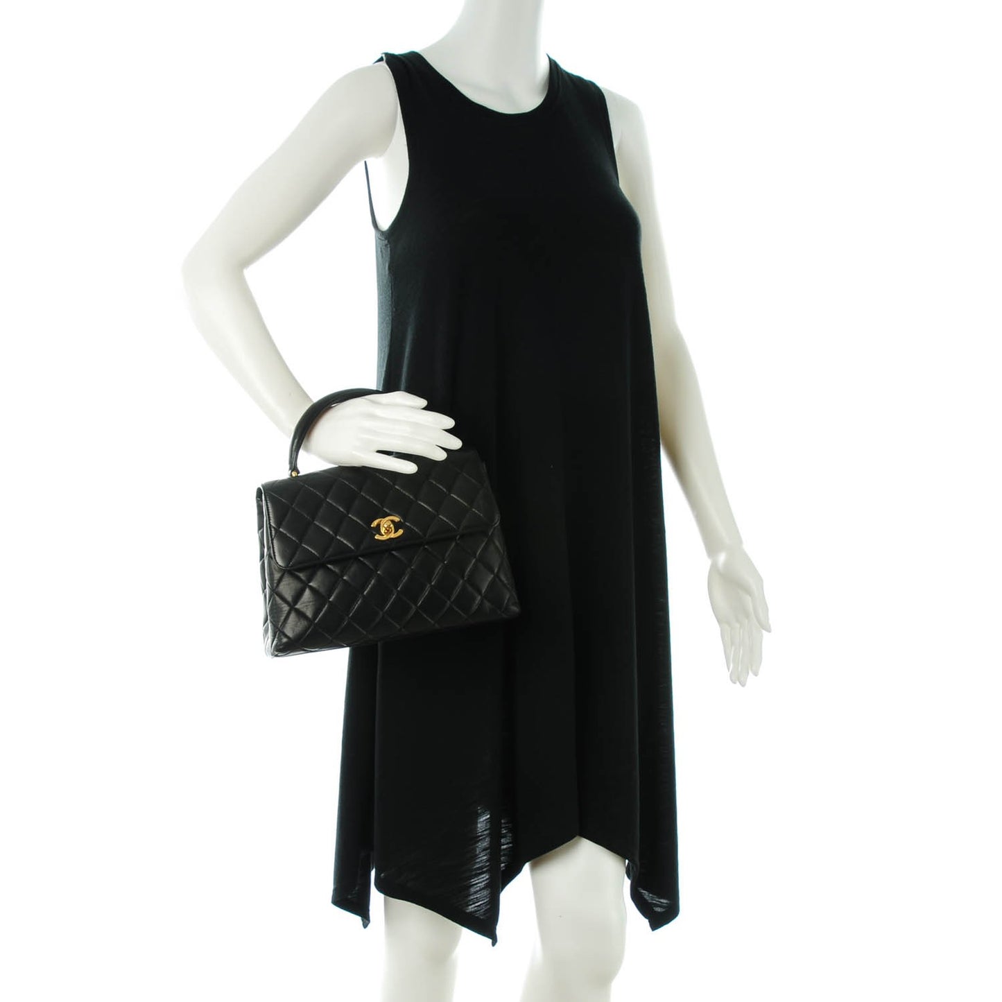 Lambskin Quilted Medium Kelly Flap Bag Black