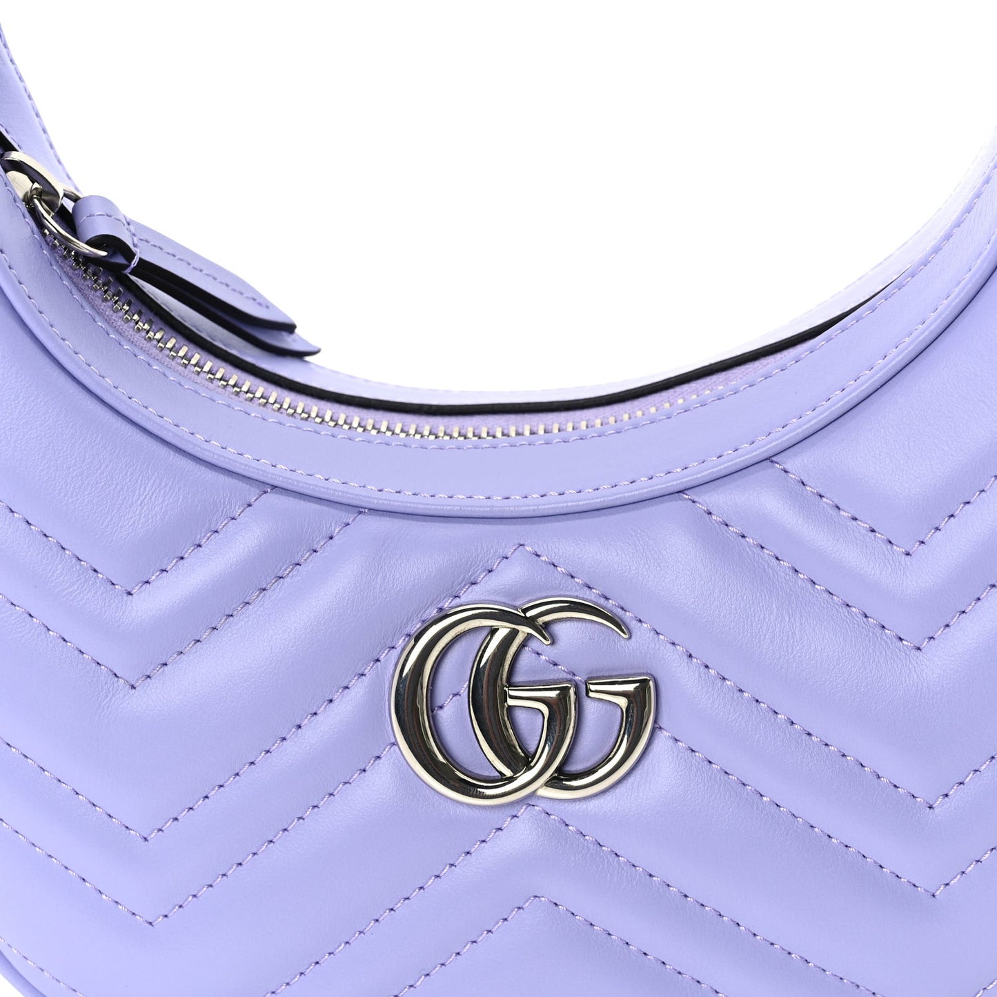 Calfskin Matelasse Mini GG Marmont Half Moon Hobo  Lapis