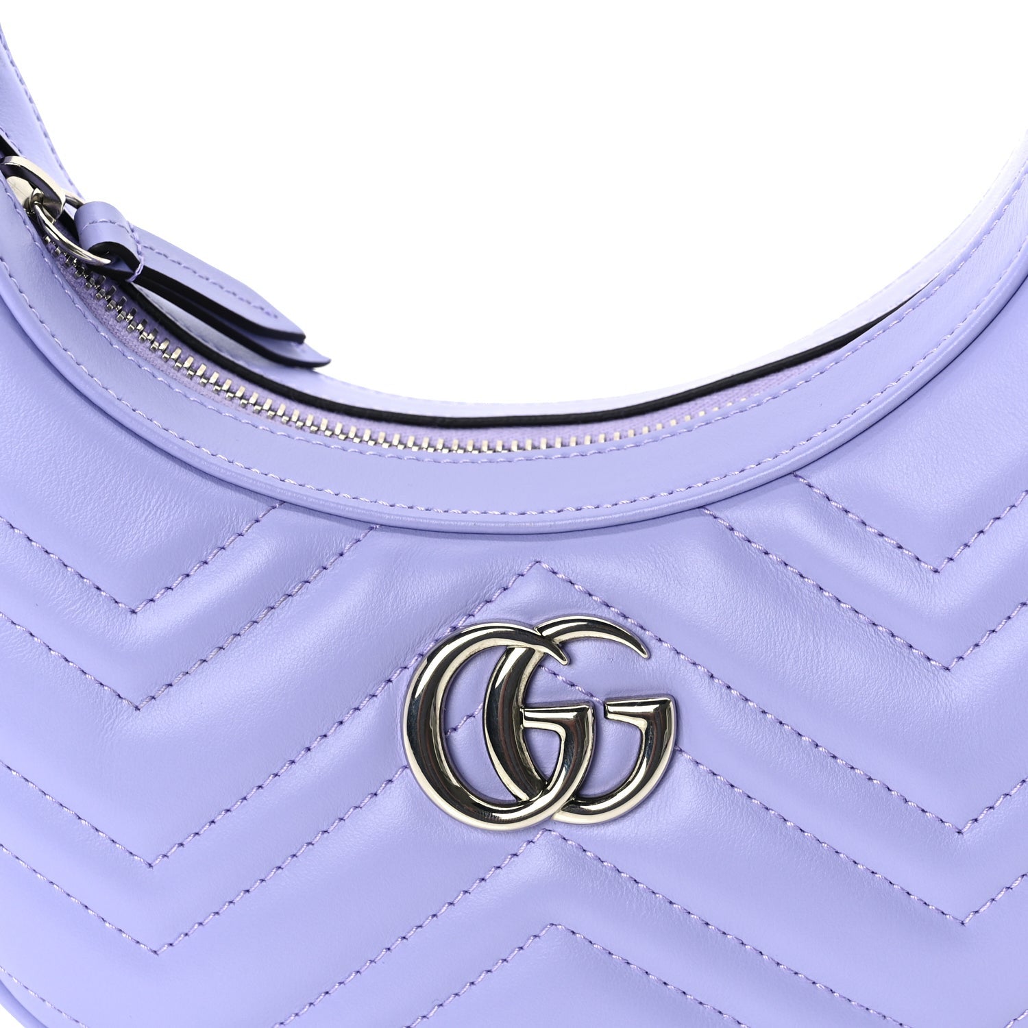 Gucci Calfskin Matelasse Mini GG Marmont Half Moon Hobo  Lapis 6 of 8