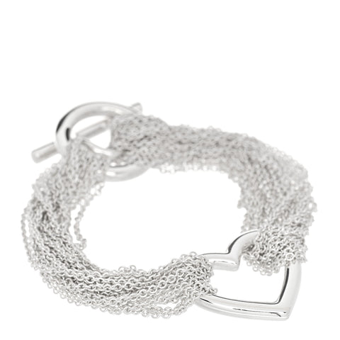 Sterling Silver Open Heart Multi Strand Bracelet