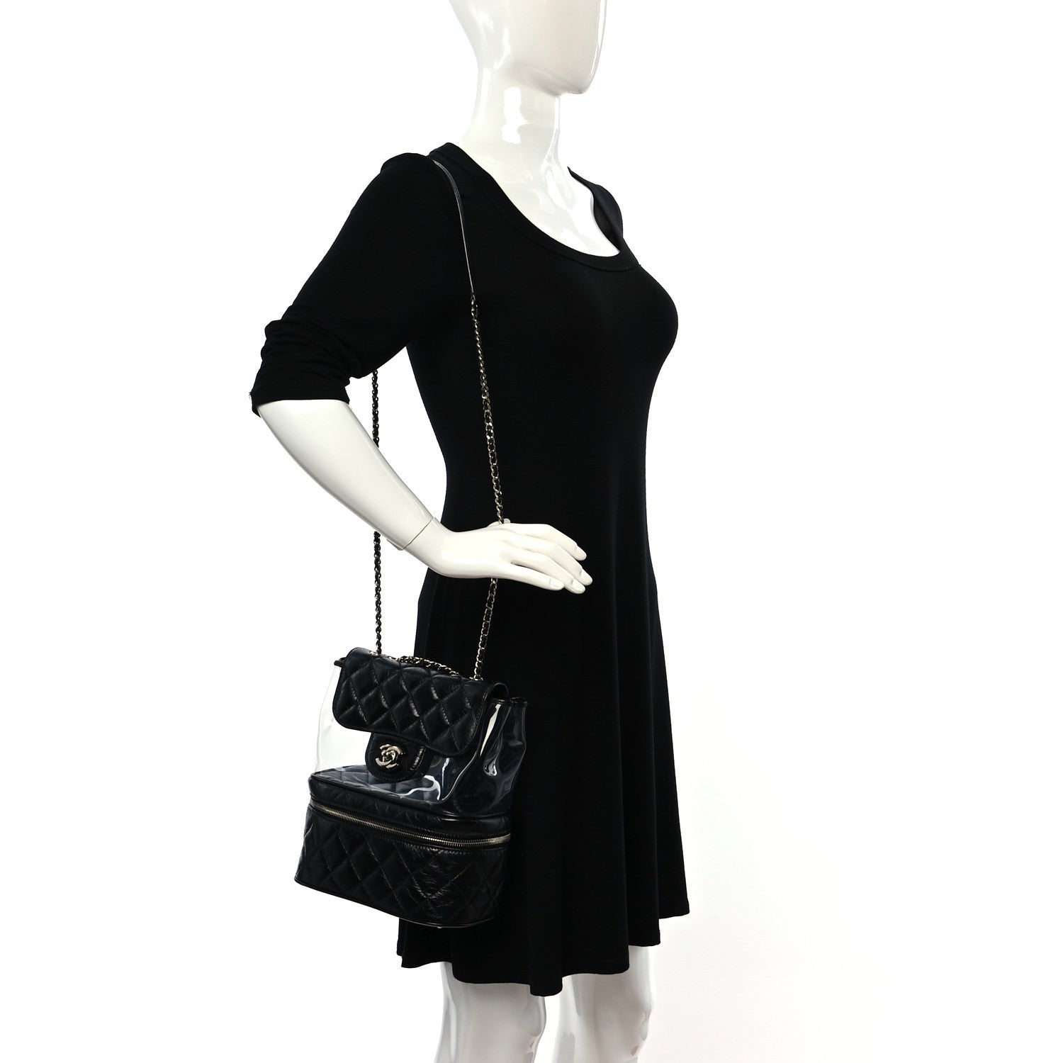 Chanel Crumpled Calfskin PVC Quilted Flap Black 2 of 10