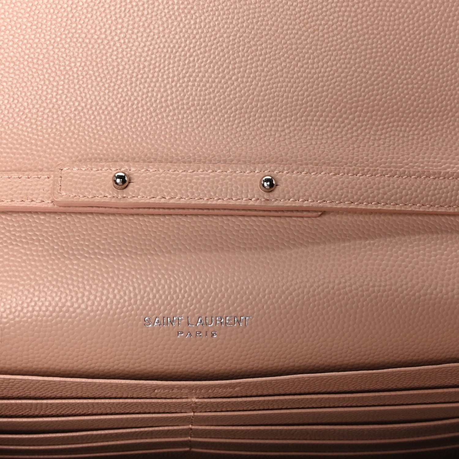 Saint Laurent Grain De Poudre Matelasse Chevron Monogram Chain Wallet Pale Pink 5 of 8