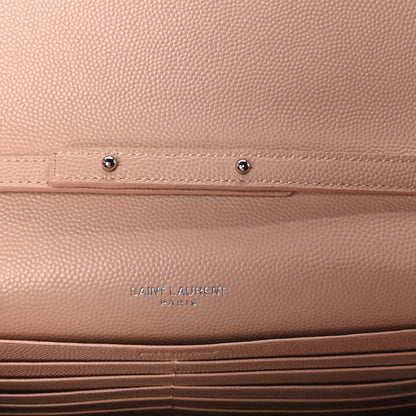 Saint Laurent Grain De Poudre Matelasse Chevron Monogram Chain Wallet Pale Pink 5 of 8