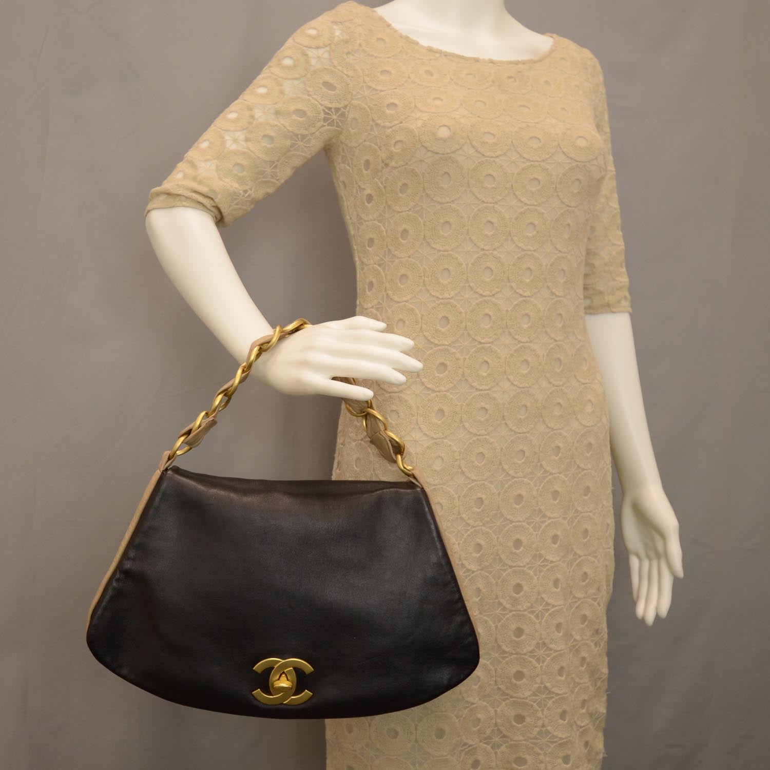 Chanel Lambskin Flap Bag Black Beige 2 of 9