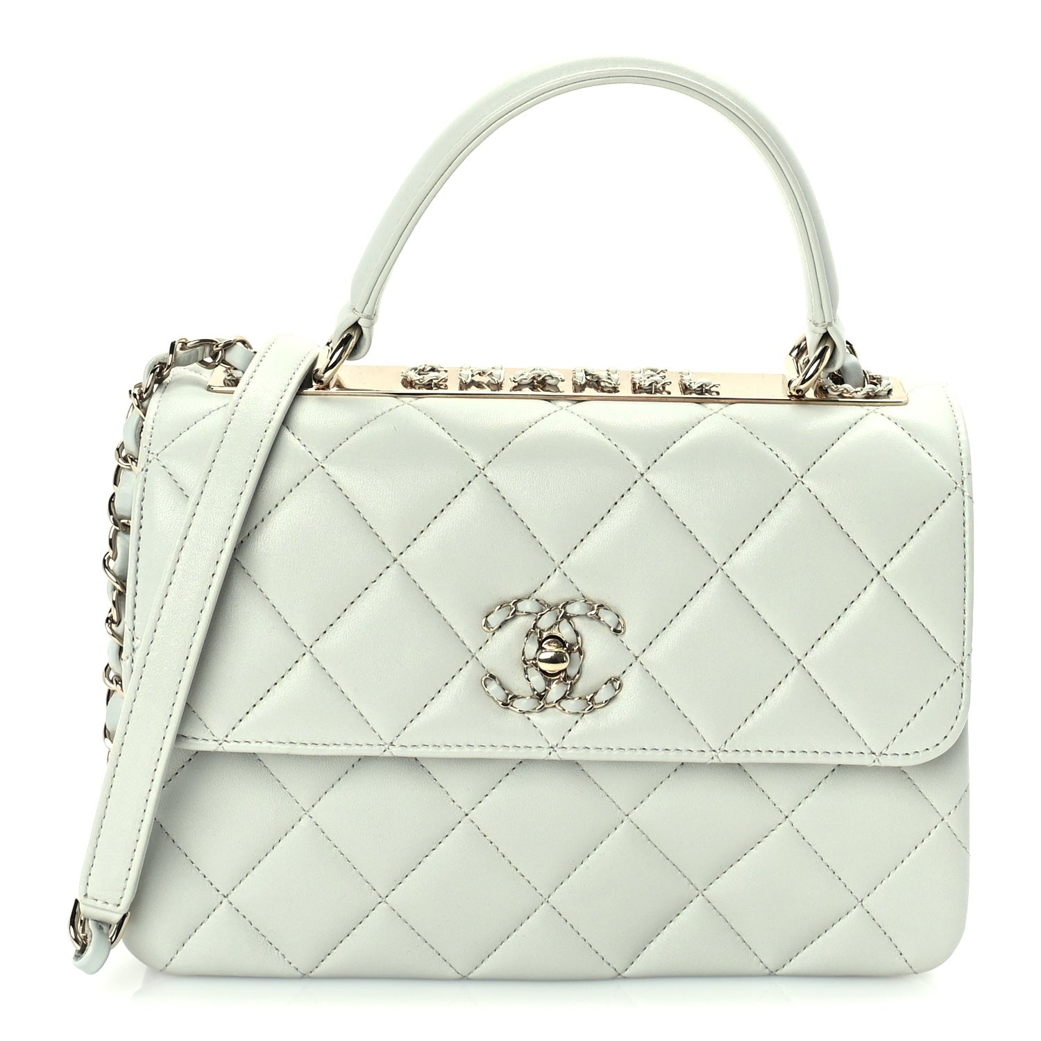 Chanel Lambskin Quilted Small Trendy Chain CC Flap Dual Handle Bag Light Blue 1 of 9