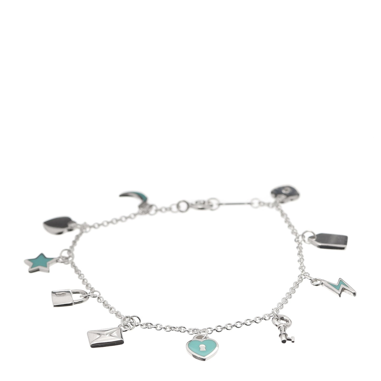 Sterling Silver Enamel Love Notes Charm Bracelet Blue