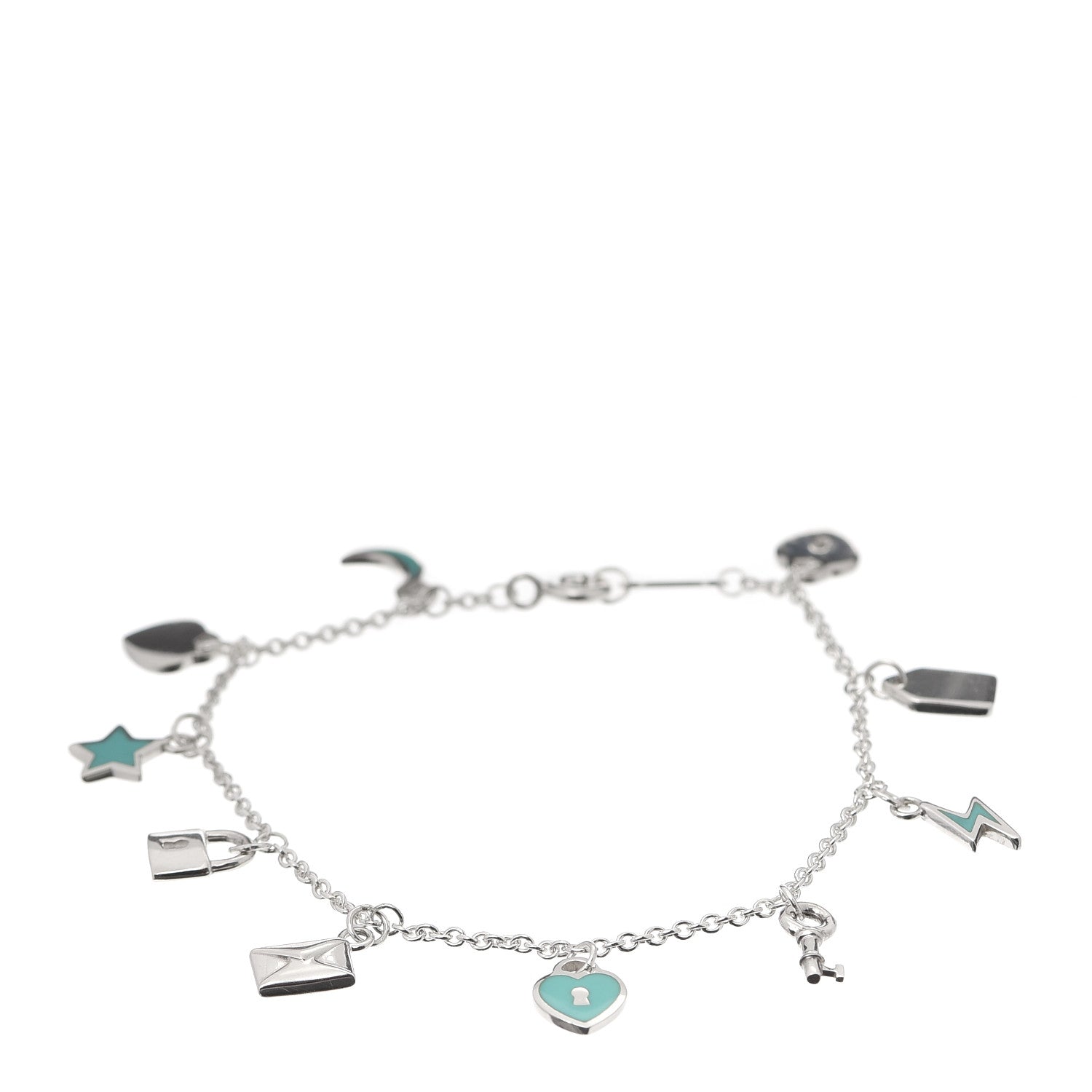 Tiffany Sterling Silver Enamel Love Notes Charm Bracelet Blue 1 of 6