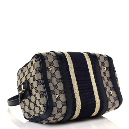 Gucci Monogram Vintage Web Small Boston Navy 6 of 18