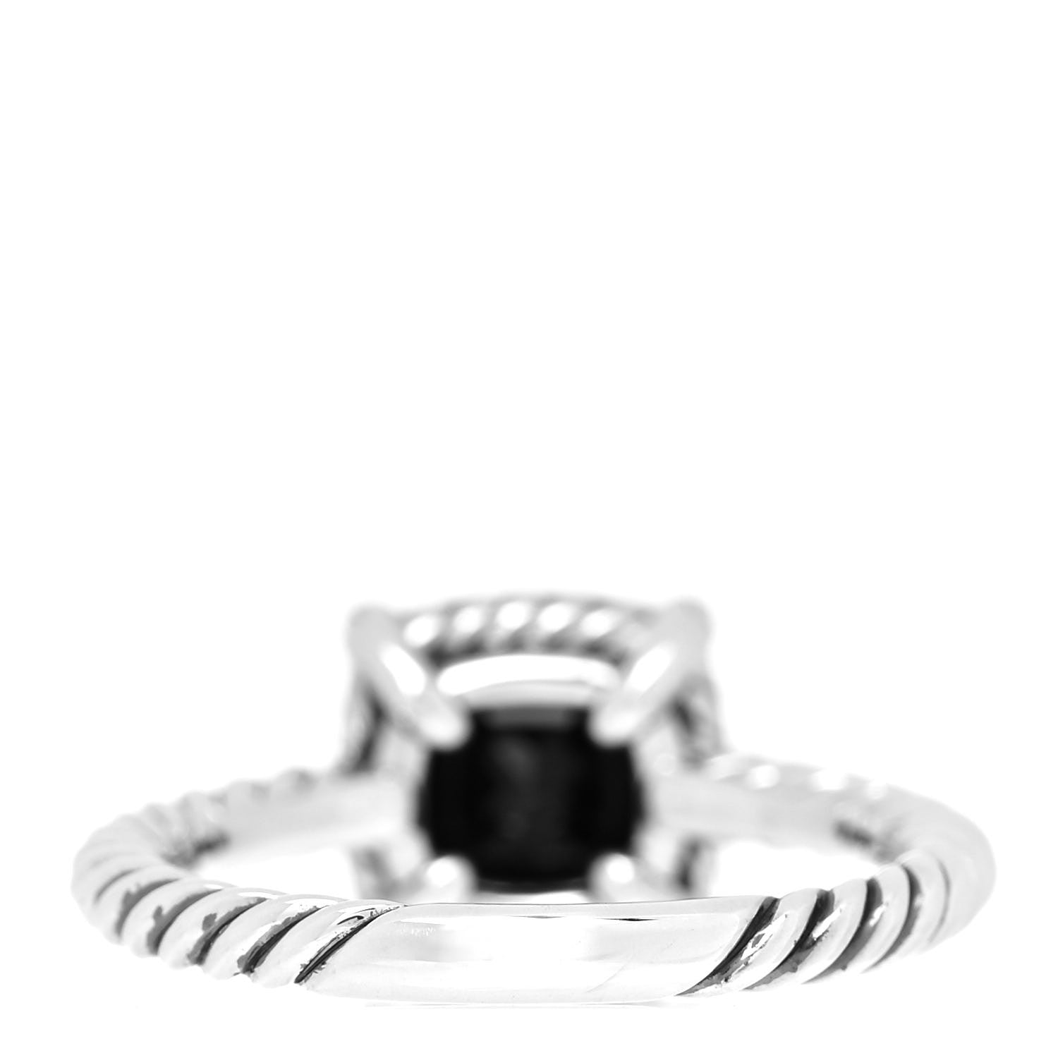 David Yurman Sterling Silver 18K Yellow Gold Diamond Black Onyx 7mm Petite Chatelaine Ring 54 7 3 of 5
