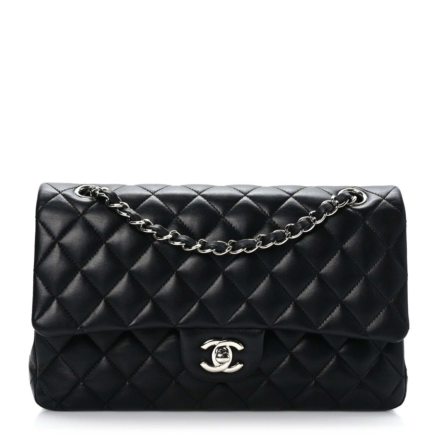 Chanel Lambskin Quilted Medium Double Flap Black 1 of 9