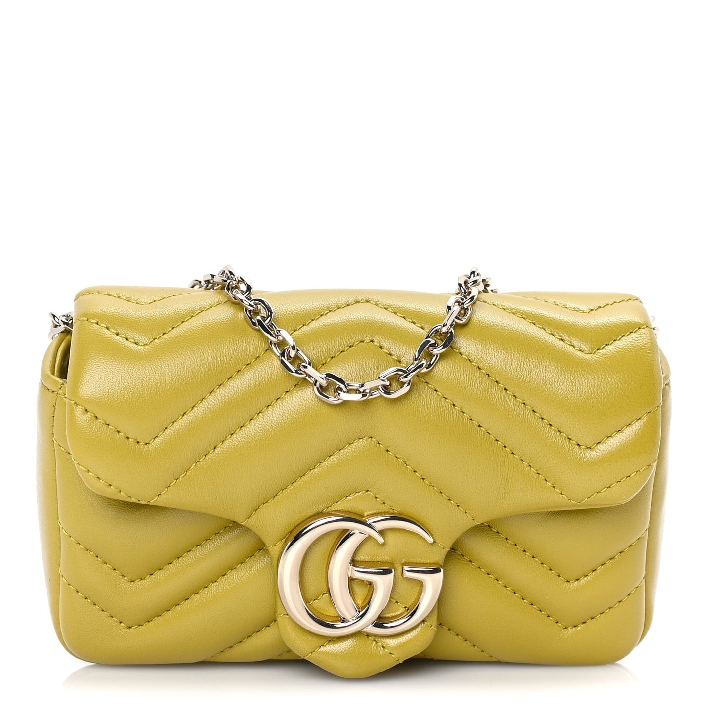Lambskin Matelasse Mini GG Marmont Shoulder Bag  Yellow