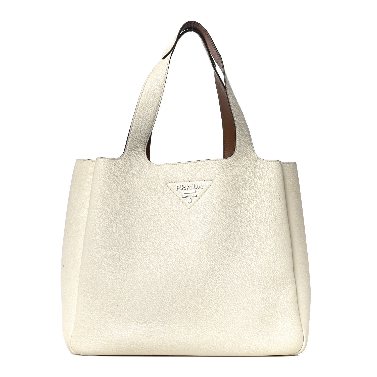 Prada Vitello Daino Dynamique Tote White Caramel 1 of 13