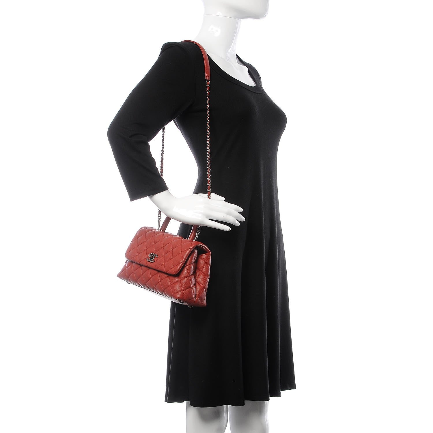 Chanel Caviar Quilted Mini Coco Handle Flap Dark Red 2 of 13