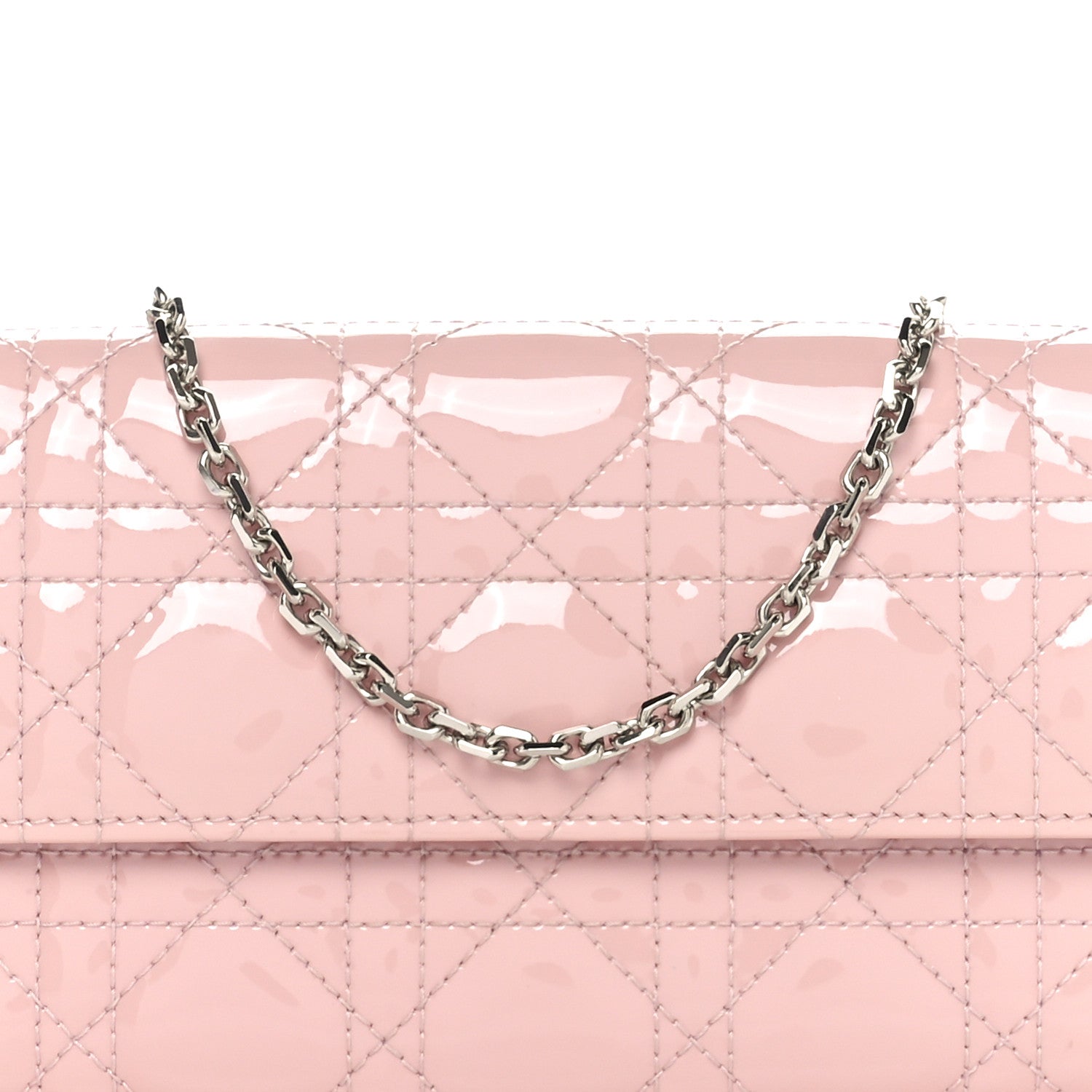 Christian Dior Patent Cannage Lady Dior Rendezvous Wallet On Chain Light Pink 8 of 11