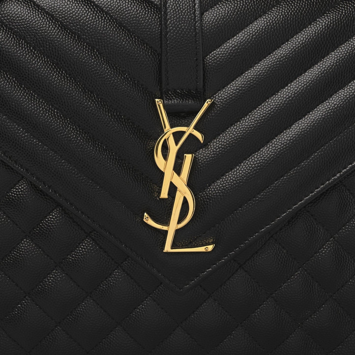 Grain De Poudre Textured Mixed Matelasse Large Triquilt Monogram Satchel Black