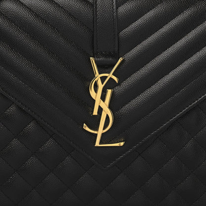 Saint Laurent Grain De Poudre Textured Mixed Matelasse Large Triquilt Monogram Satchel Black 7 of 7