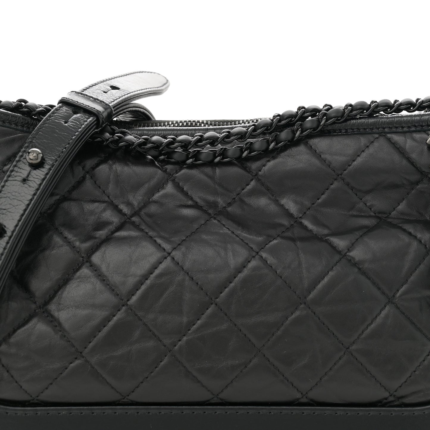 Aged Calfskin Quilted Medium Gabrielle Hobo So Black