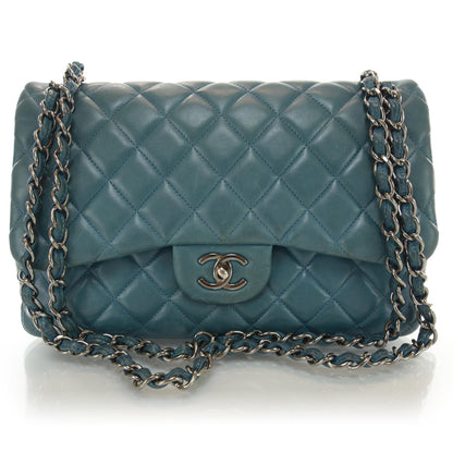 Chanel Lambskin Quilted Jumbo Double Flap Turquoise 1 of 9