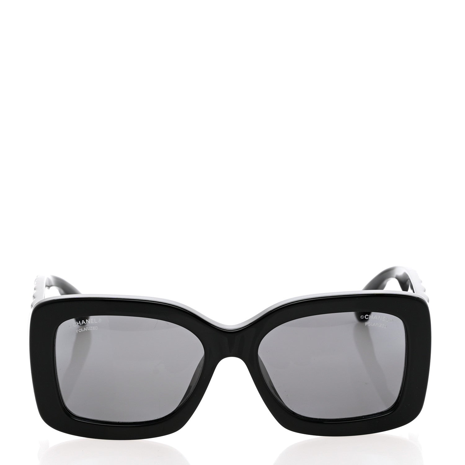 Chanel Acetate Quilted CC Rectangle Sunglasses 5483-A Black 2 of 8