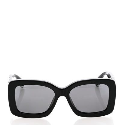Chanel Acetate Quilted CC Rectangle Sunglasses 5483-A Black 2 of 8