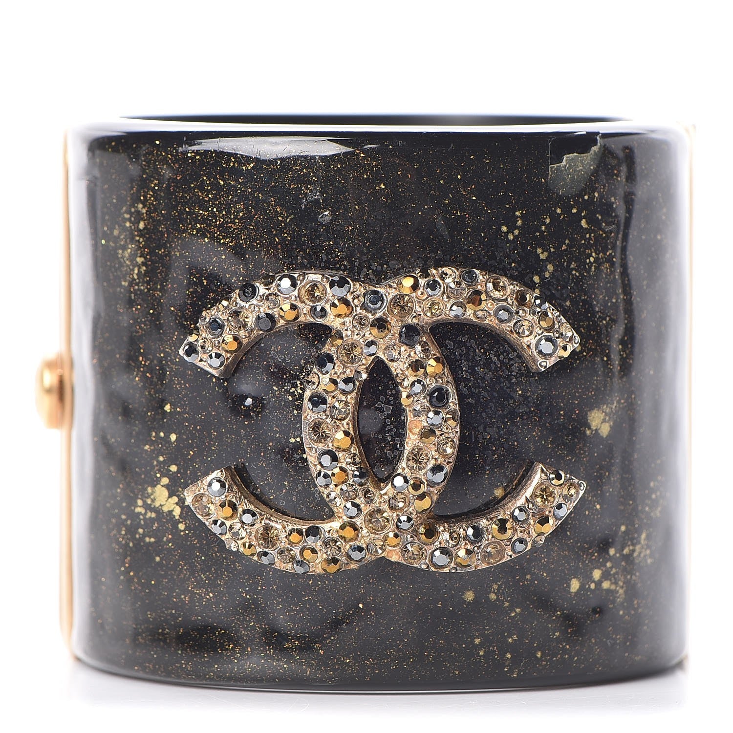Chanel Resin Crystal CC Cuff Black Bronze 1 of 10