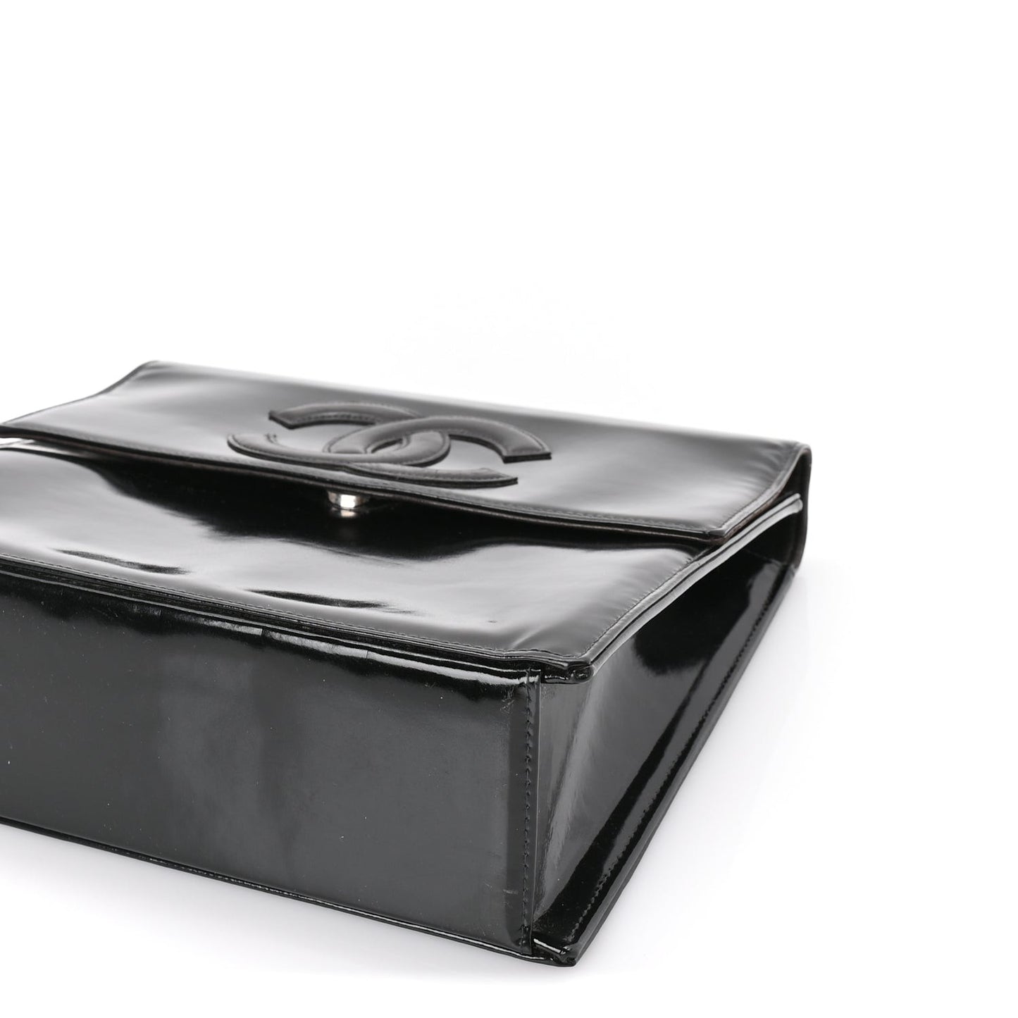Lambskin Patent CC Flap Bag  Black