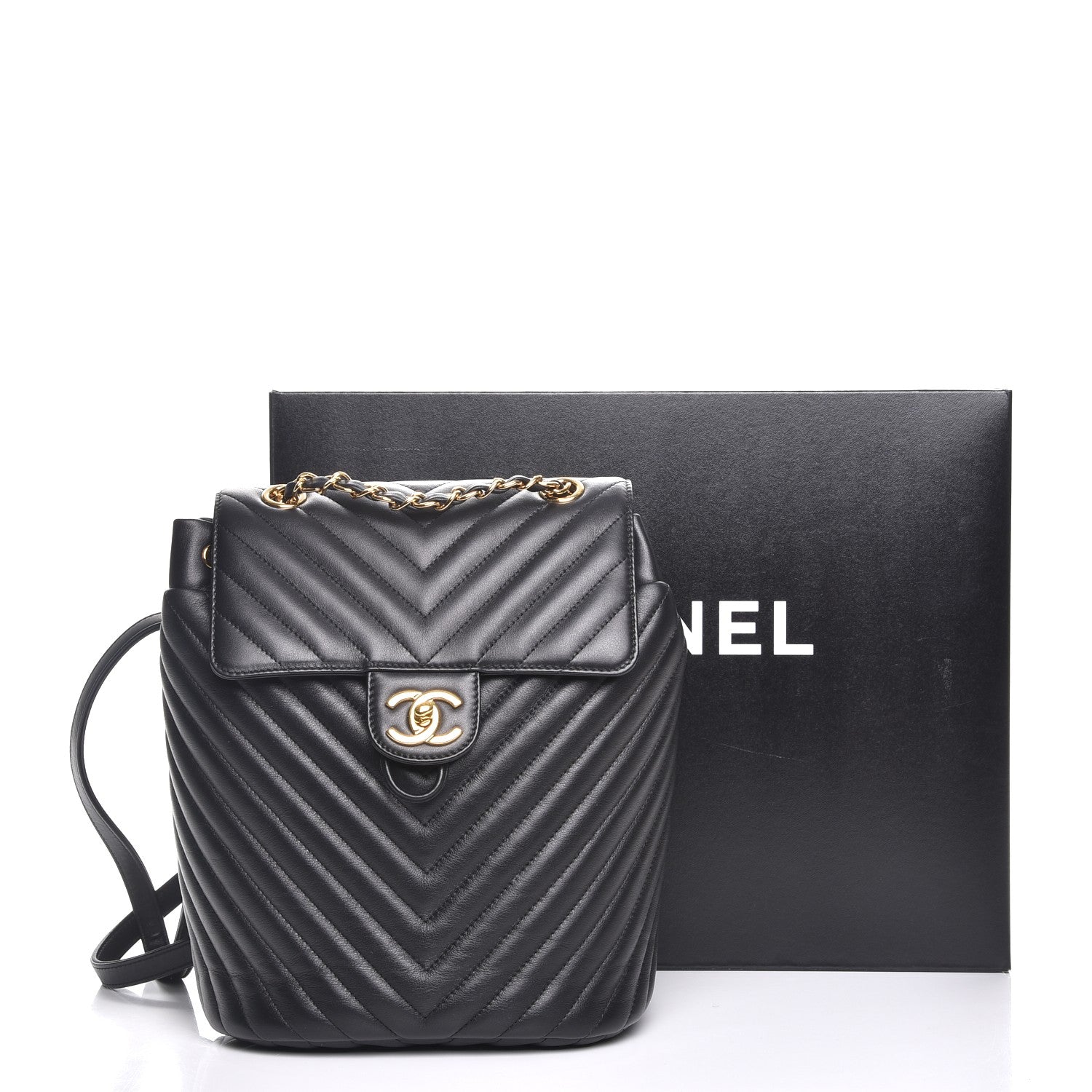 Chanel Calfskin Chevron Quilted Small Urban Spirit Backpack Black 9 of 9