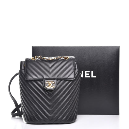 Chanel Calfskin Chevron Quilted Small Urban Spirit Backpack Black 9 of 9