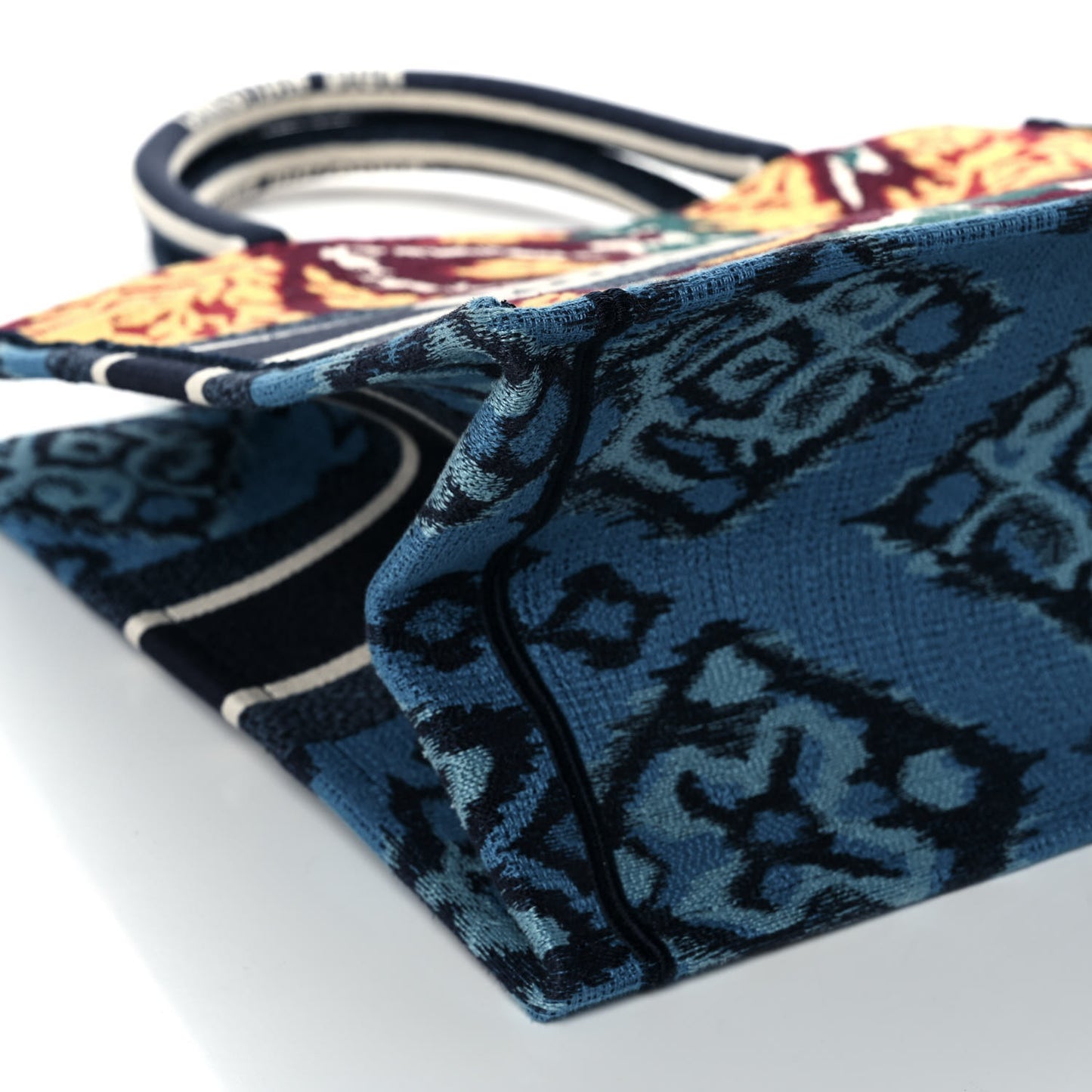 Canvas Embroidered Paisley Medium Book Tote Blue Multicolor