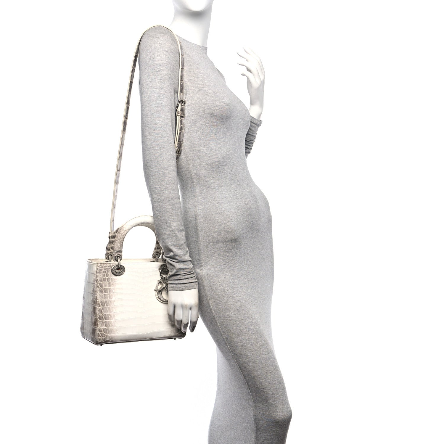 Christian Dior Niloticus Crocodile Himalaya Crystal Medium Lady Dior White 2 of 10