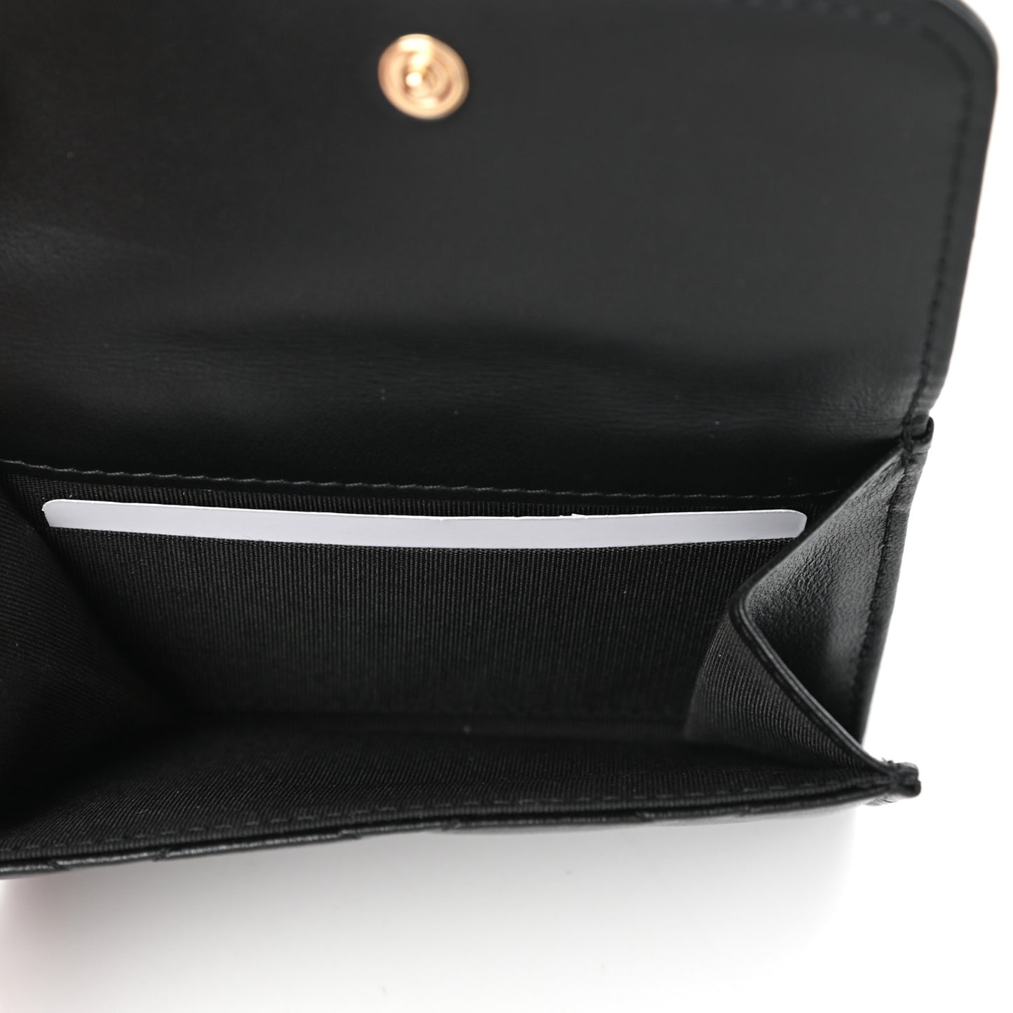 Lambskin Quilted Card Holder with Chain Black