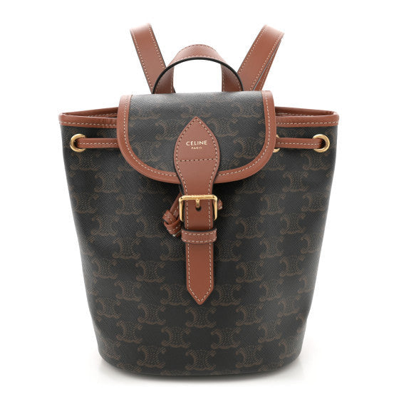 Triomphe Canvas Calfskin Folco Backpack Tan