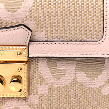 Gucci Monogram Jumbo GG Textured Dollar Calfskin Mini Padlock Top Handle Shoulder Bag Beige Perfect Pink 7 of 10