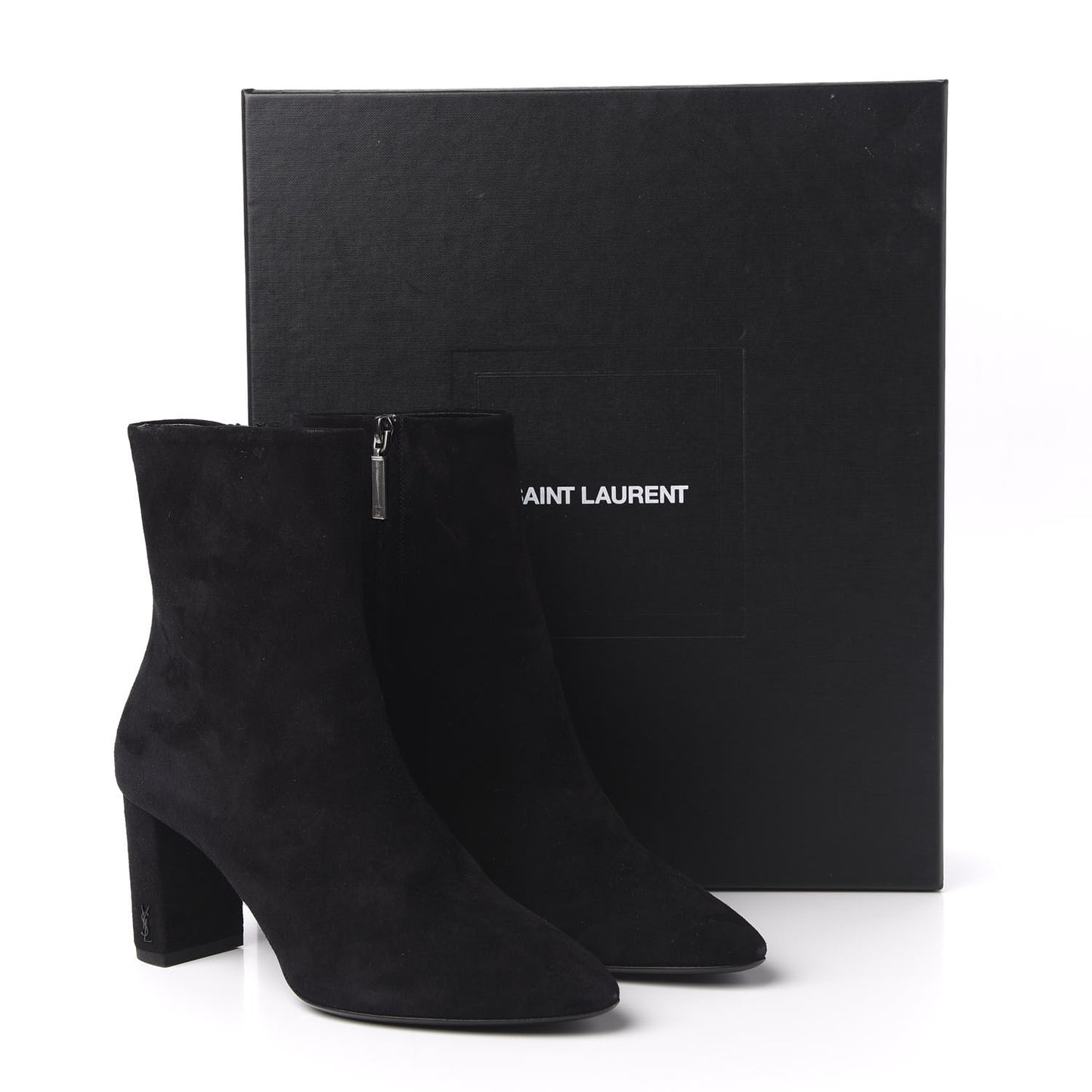 Suede Loulou 95 Ankle Zip Boot 38.5 Black