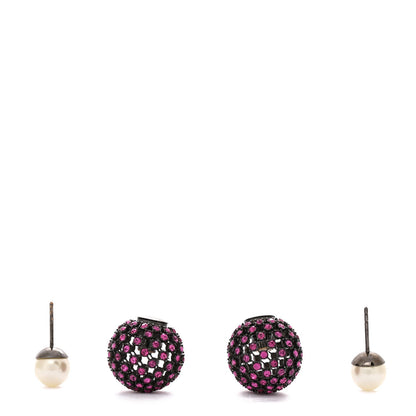 Christian Dior Crystal Pearl Dior Tribales Earrings Black Pink 3 of 4