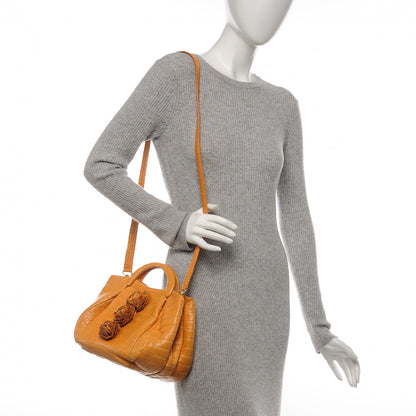 Nancy Gonzalez Crocodile Flower Embellished Satchel Orange 2 of 7