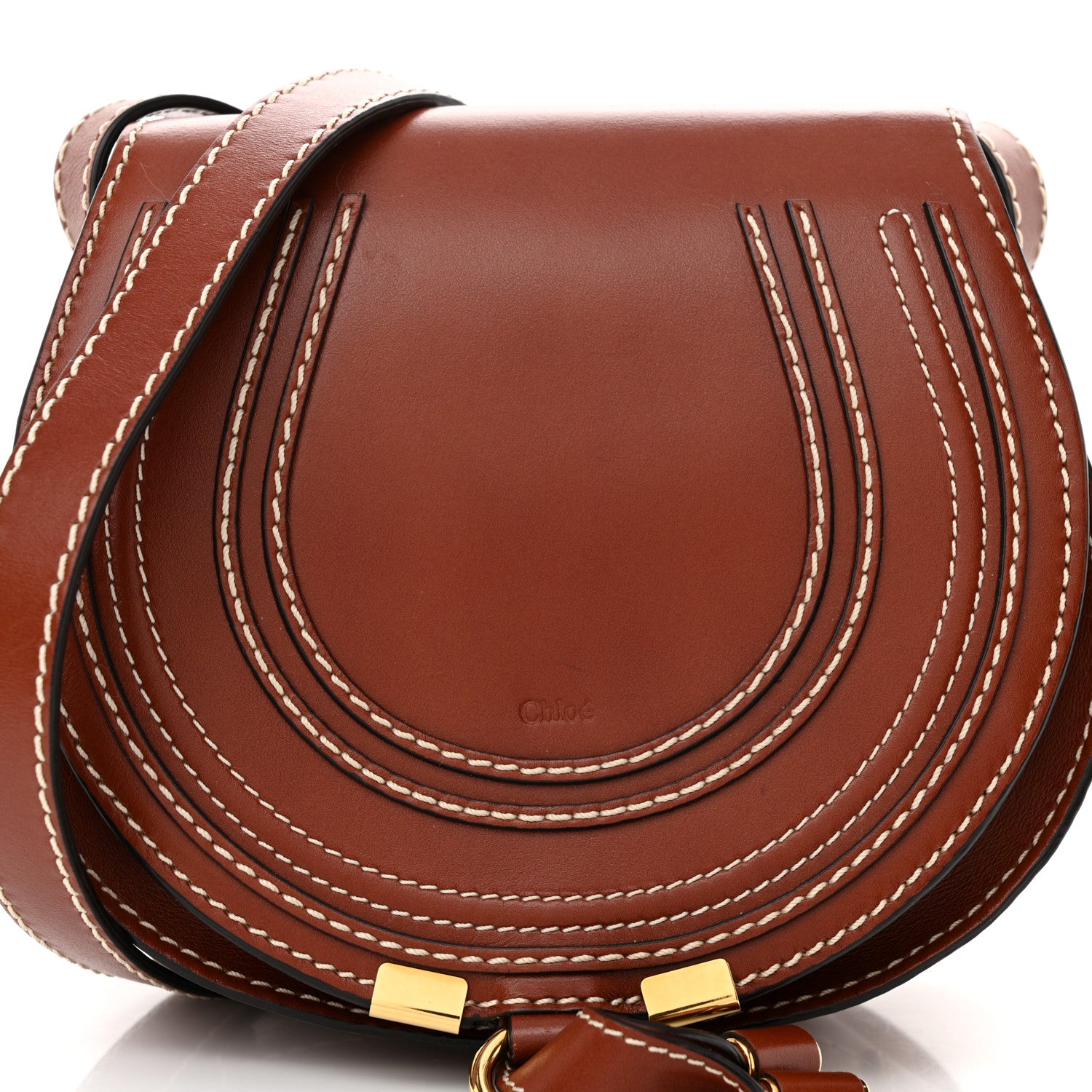 Chloe Shiny Calfskin Small Marcie Saddle Bag Brown 8 of 11