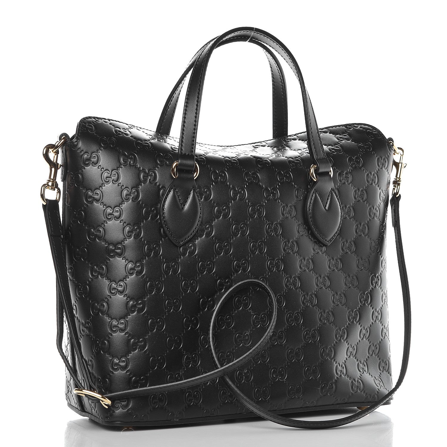Gucci Guccissima Linea A Foldover Tote Black 3 of 8