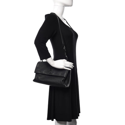 Saint Laurent Grain De Poudre Medium West Hollywood Monogram Fold-Over Black 2 of 16