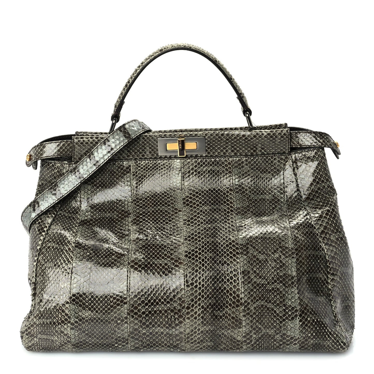 Snakeskin Large Peekaboo Iconic Satchel Green