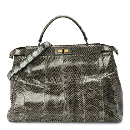 Fendi Snakeskin Large Peekaboo Iconic Satchel Green 1 of 8