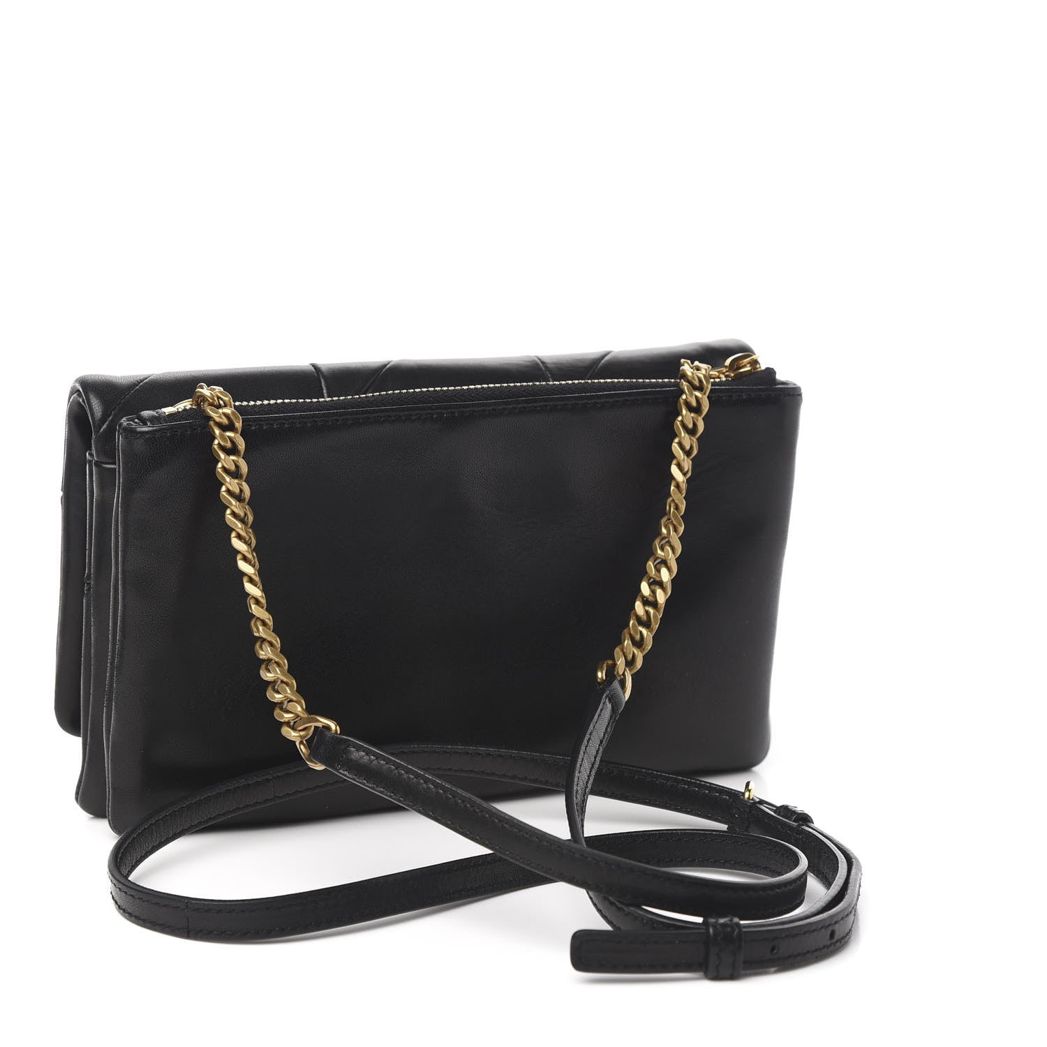 Saint Laurent Lambskin Patchwork Monogram Jamie Chain Wallet Black 3 of 11